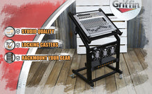 Load image into Gallery viewer, Rack Mount Rolling Stand &amp; Adjustable Mixer Platform Rails by GRIFFIN - Music Studio 19U Cart Holder
