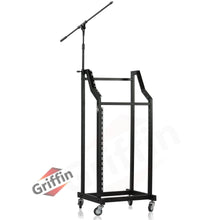 Load image into Gallery viewer, GRIFFIN Rack Mount Cart Stand &amp; Top Mixer Platform 25U - Rolling Music Studio Booth Case Holder

