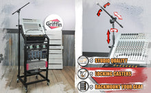 Load image into Gallery viewer, GRIFFIN Rack Mount Cart Stand &amp; Top Mixer Platform 25U - Rolling Music Studio Booth Case Holder
