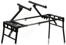 Load image into Gallery viewer, GRIFFIN 2-Tier DJ Coffin Workstation Stand - Double Table Top Keyboard &amp; Laptop Holder Mount
