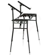 Load image into Gallery viewer, GRIFFIN 2-Tier DJ Coffin Workstation Stand - Double Table Top Keyboard &amp; Laptop Holder Mount
