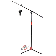 Load image into Gallery viewer, Microphone Stand with Telescoping Boom and Mic Clip Package by GRIFFIN - Tripod Premium Quality

