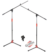 Load image into Gallery viewer, Microphone Stand with Boom Arm (Pack of 2) by GRIFFIN - Adjustable Holder Mount For Studio Recording
