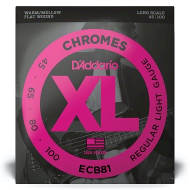 D'Addario ECB81 Chromes 45-100 Flatwound Bass Guitar Strings Long Scale