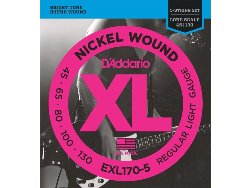 D'Addario EXL170-5 45-130 Regular Light Bass Guitar Strings