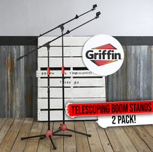 Load image into Gallery viewer, Microphone Stand with Boom Arm (Pack of 2) by GRIFFIN - Adjustable Holder Mount For Studio Recording
