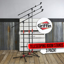 Load image into Gallery viewer, Microphone Stand with Telescopic Boom Arm (Pack of 3) by GRIFFIN - Adjustable Holder Mount
