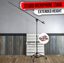 Load image into Gallery viewer, GRIFFIN Professional Studio Microphone Boom Stand with Casters - Extended Height Recording Mic
