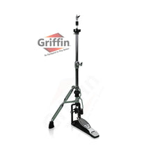 Load image into Gallery viewer, 2 Leg Hi-Hat Stand by GRIFFIN - Premium Heavy Duty Hihat Cymbal Foot Pedal with Drum Key - Folding Two Leg Style Converts to a No Leg High Hat Mount
