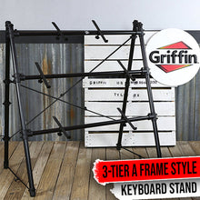 Load image into Gallery viewer, 3 Tier Piano Keyboard Stand by GRIFFIN - Triple A-Frame Standing Synthesizer Mixer Workstation
