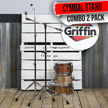 Load image into Gallery viewer, Cymbal Boom Stand &amp; Straight Cymbal Stand Combo (Pack of 2) by GRIFFIN - Percussion Drum Hardware
