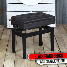 Load image into Gallery viewer, GRIFFIN Premium Antique Piano Bench - Adjustable Black Solid Wood Frame &amp; PU Leather Padded Cushion
