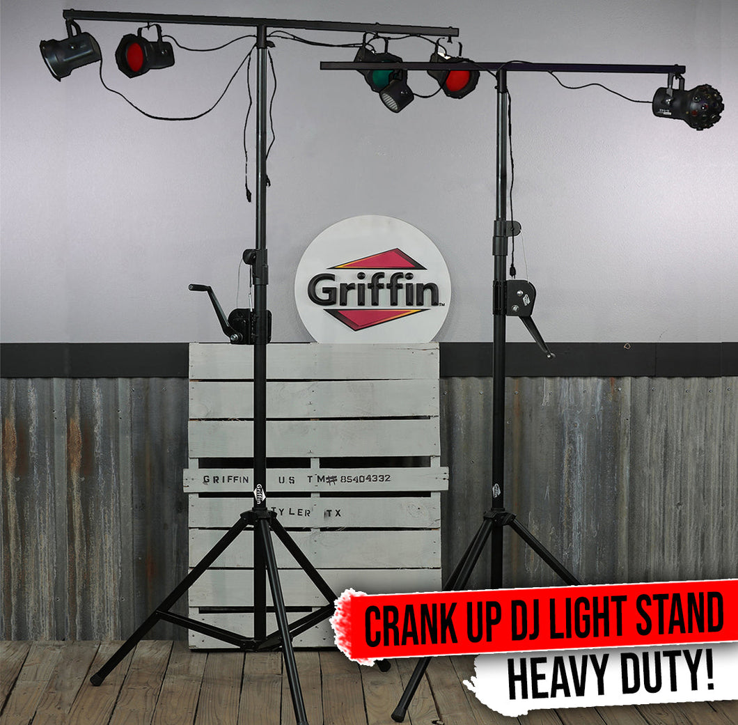 Crank Up Light Stands (2 Pack) Stage Lighting Truss System by GRIFFIN - Portable Speaker Tripod