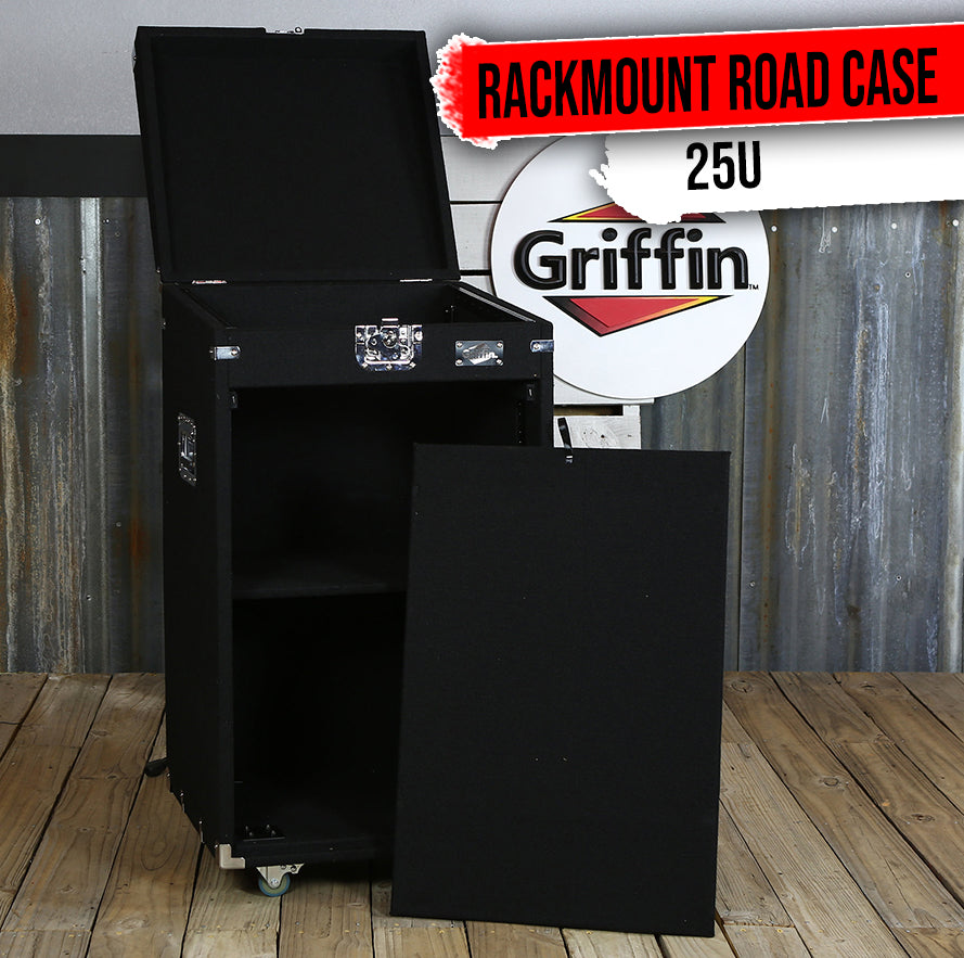 Ultimate Rackmount Studio Mixer Flight Road Case By GRIFFIN - 25U Mount Space Pro-Audio Amp Cabinet