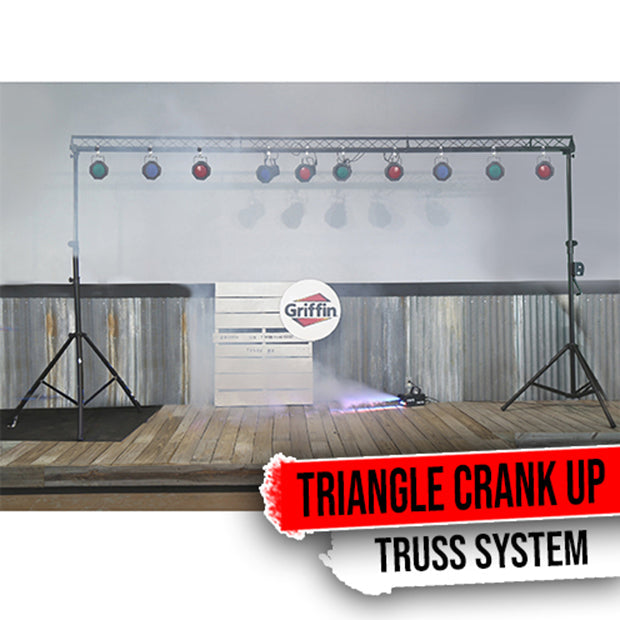 GRIFFIN - Crank Up Triangle Light Truss System - DJ Booth Trussing Stand Kit for Light Cans