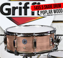 Load image into Gallery viewer, Oak Wood Snare Drum by GRIFFIN - PVC on Poplar Wood Shell 14&quot; x 5.5&quot; - Percussion Musical Instrument
