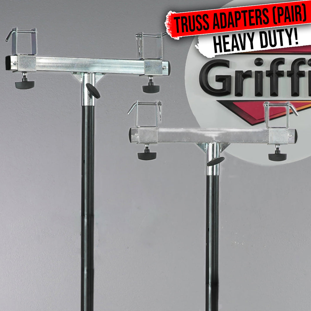 GRIFFIN T Bar Adapters for Lighting Truss Stands (2)- Triangle or Square Trussing Bracket Mounts