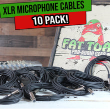 Load image into Gallery viewer, Microphone Cables by FAT TOAD (10 Pack) 20ft Professional Pro Audio XLR Mic Cord Patch Wires
