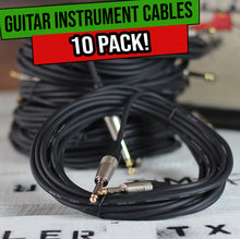 Load image into Gallery viewer, Guitar Cables (10 Pack) Instrument Cord by FAT TOAD - 24 AWG Patch Conductor for Electric Guitar
