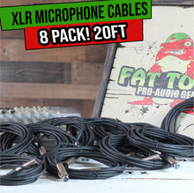 Load image into Gallery viewer, Microphone Cables by FAT TOAD - (8 Pack) 20ft Professional Pro Audio XLR Mic Cord Patch Wires
