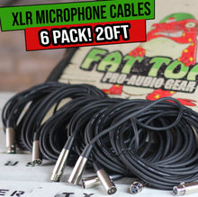 Load image into Gallery viewer, XLR Microphone Cables (6 Pack) by FAT TOAD - 20ft Pro Audio Mic Cord Patch Extension &amp; Lo-Z
