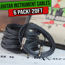 Load image into Gallery viewer, Guitar Cords (6 Pack) Instrument Cable by FAT TOAD - 20FT Wires 1/4 Inch Gold Straight-End
