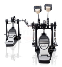 Load image into Gallery viewer, Deluxe Double Kick Drum Pedal for Bass Drum by GRIFFIN - Twin Set Foot Pedal - Quad Sided Beater
