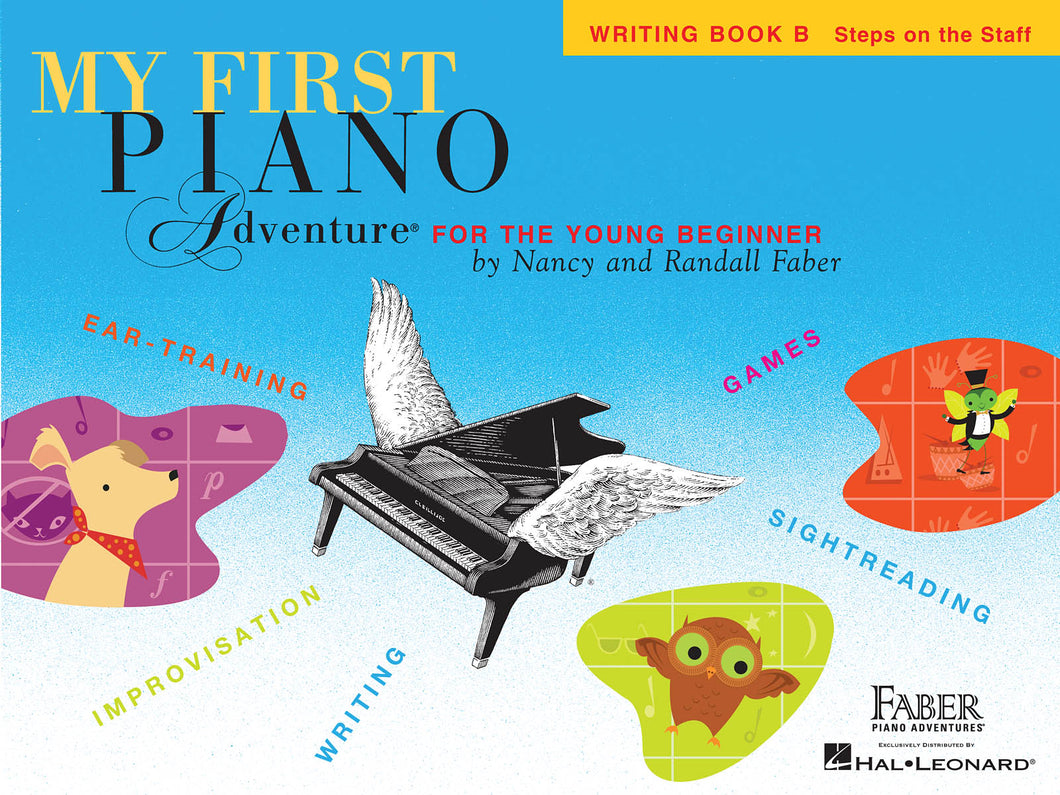 Faber My First Piano Adventure Writing Book B steps on staff