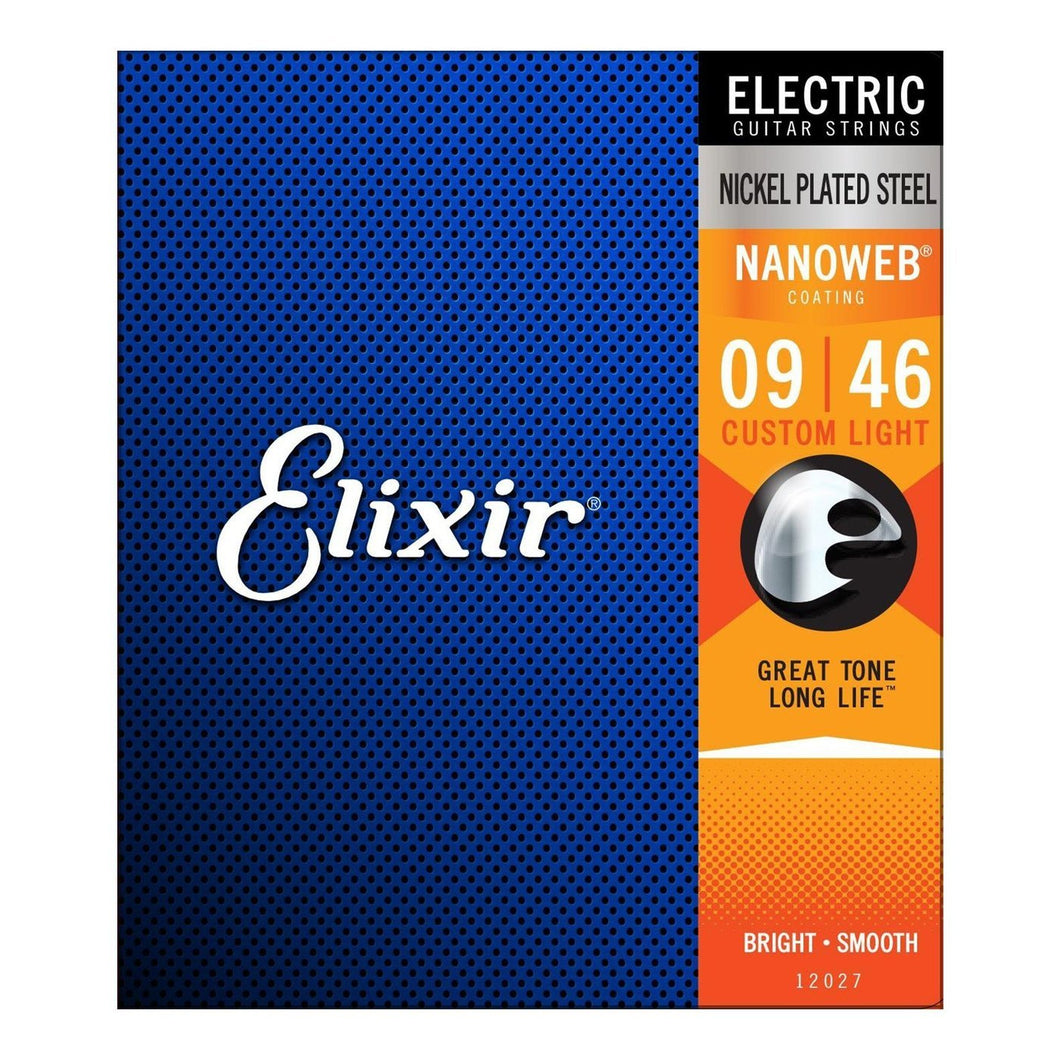 Elixir Strings Electric Guitar Strings w NANOWEB Coating, Light (.009-.046) 12027