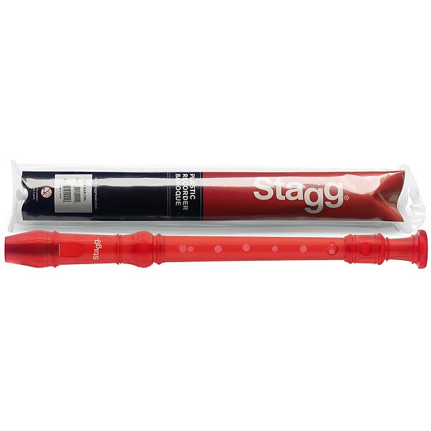 Stagg REC-BAR/TRD Soprano Recorder with Baroque Fingering, Translucent Red