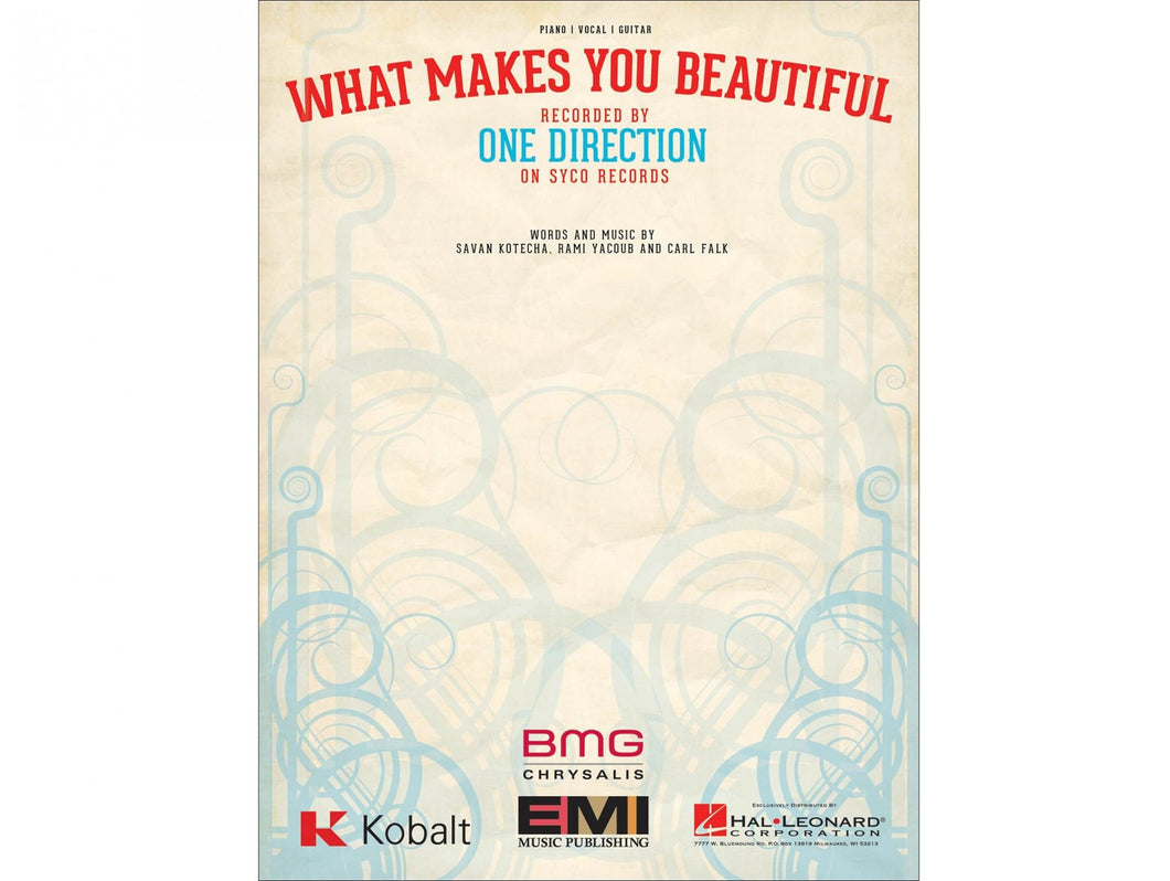 What Makes You Beautiful One Direction Piano/Vocal/Guitar