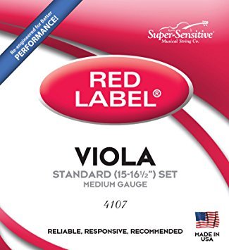 Red Label Standard Viola String Set 4107 Medium Gauge 15 1/2 to 16 1/2