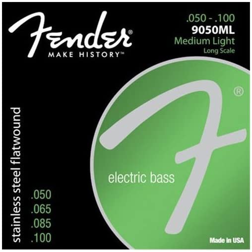 Fender 9050ML Stainless Steel Flatwound Long Scale Electric Bass Guitar Strings - Medium Light