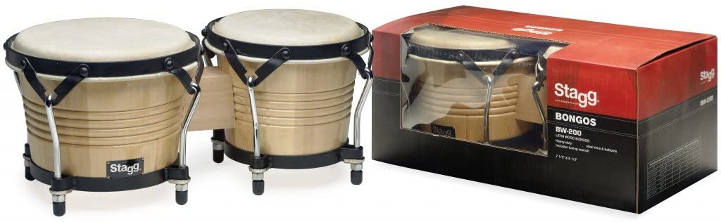 Stagg BW-200-N 7.5-Inch & 6.5-Inch Latin Wood Bongos - Natural