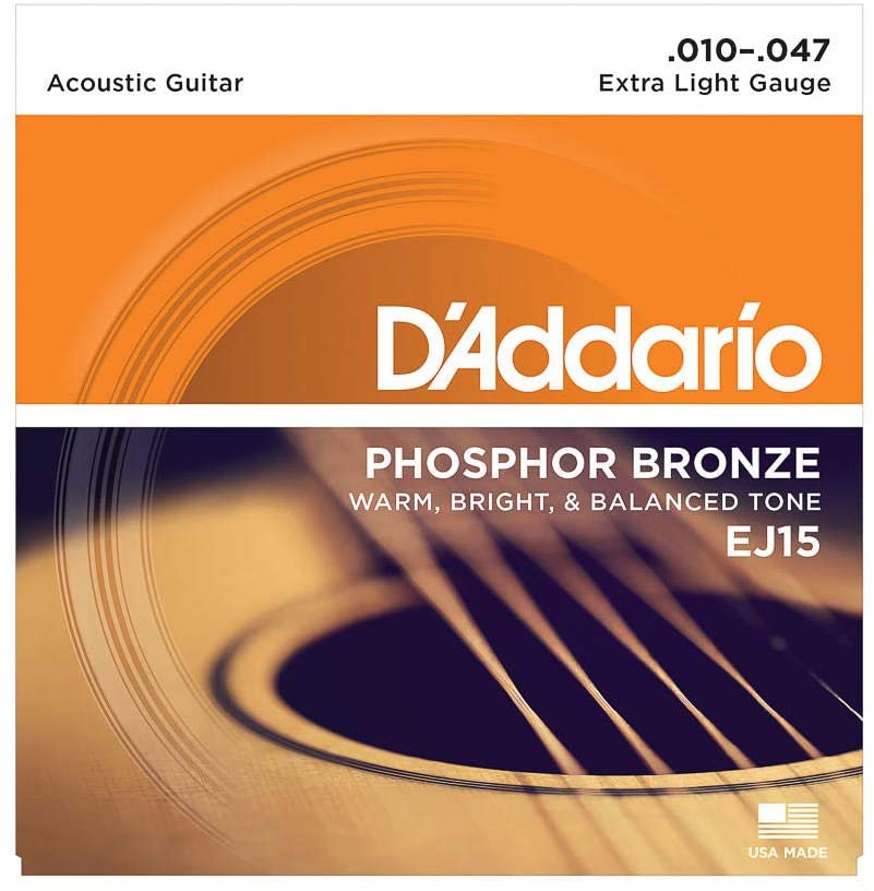 D'Addario EJ15 Phosphor Bronze Acoustic Guitar Strings, Extra Light Gauge