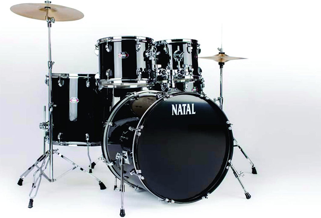 Natal DNA Series 5 pc Complete Drum Set with Cymbals and Throne - K-DN-UF22-BK - Black