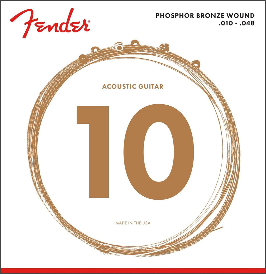 Fender 10s Phosphor Bronze Acoustic Guitar Strings 0.10-0.48