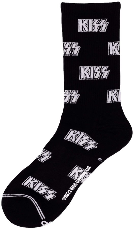 Perri's Kiss All Over Logo Short Crew Sock Black - 1 pair KSA301-001