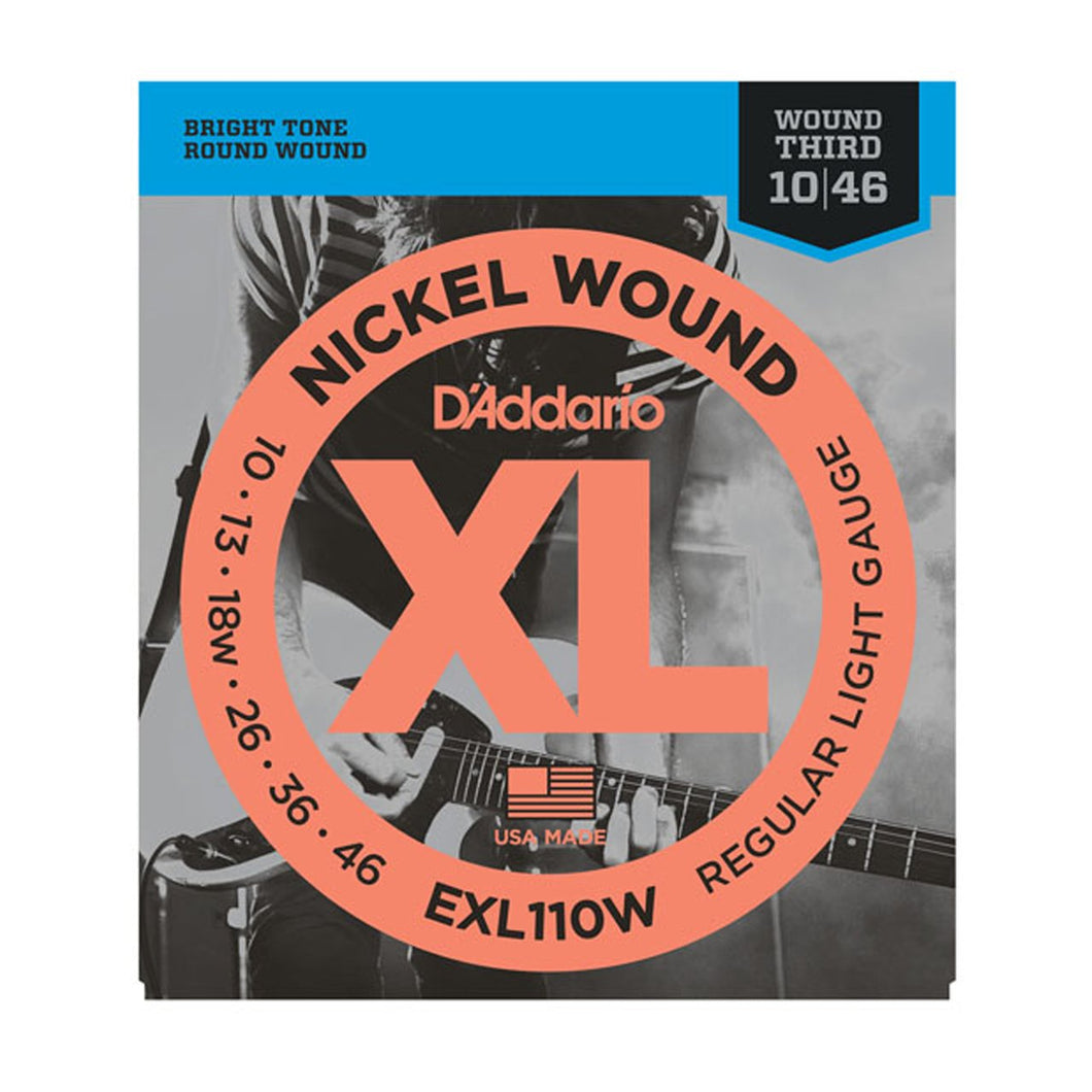 D'Addario Electric Guitar Strings Regular Light Gauge Round Wound with Nickel-Plated Steel EXL110W