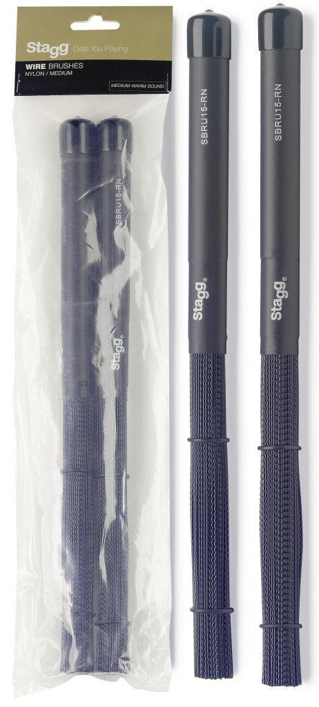 Stagg Nylon Brushes Rubber Handles Drum Sticks SBRU15-RN