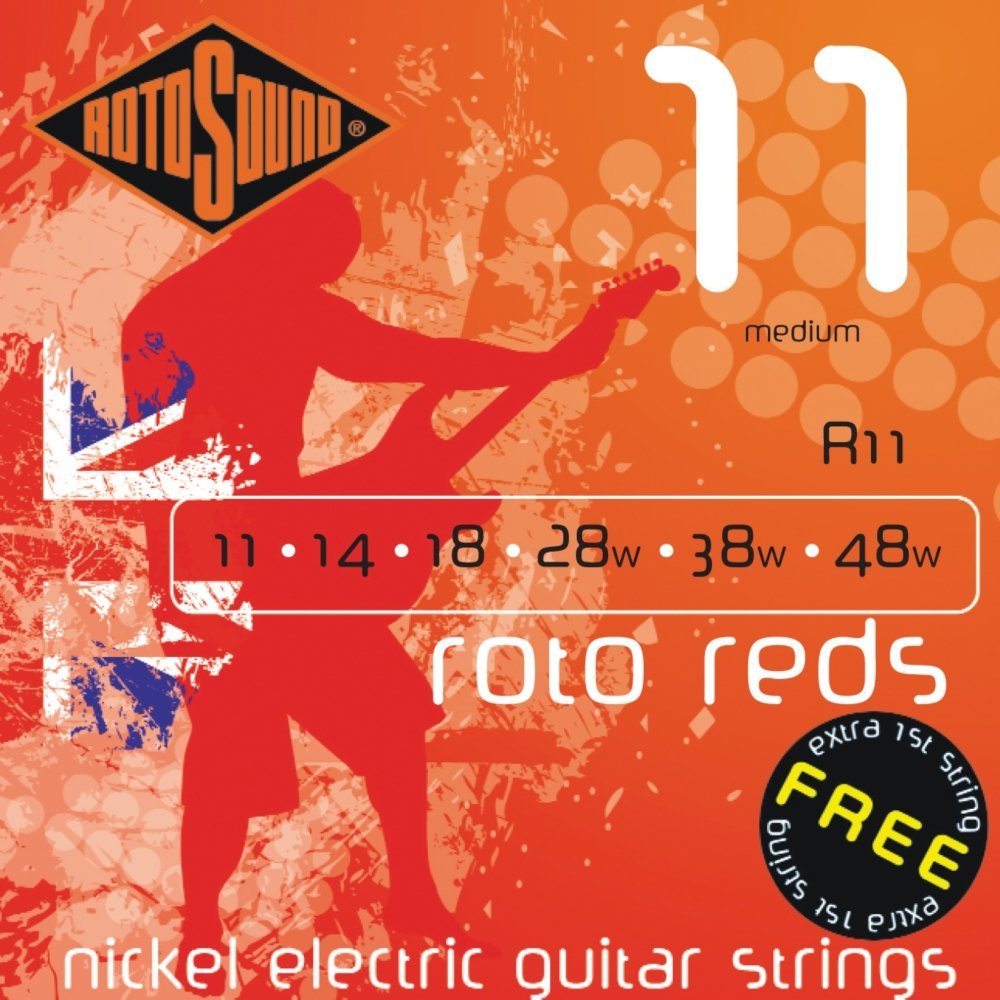 Rotosound Electric Guitar Strings  - Roto Reds, Medium 11s